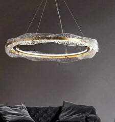 Acrylic Glass Rings Bezel Chandelier – Alloy & Acrylic, Dimmable, Remote & Touch, 15–30m²
