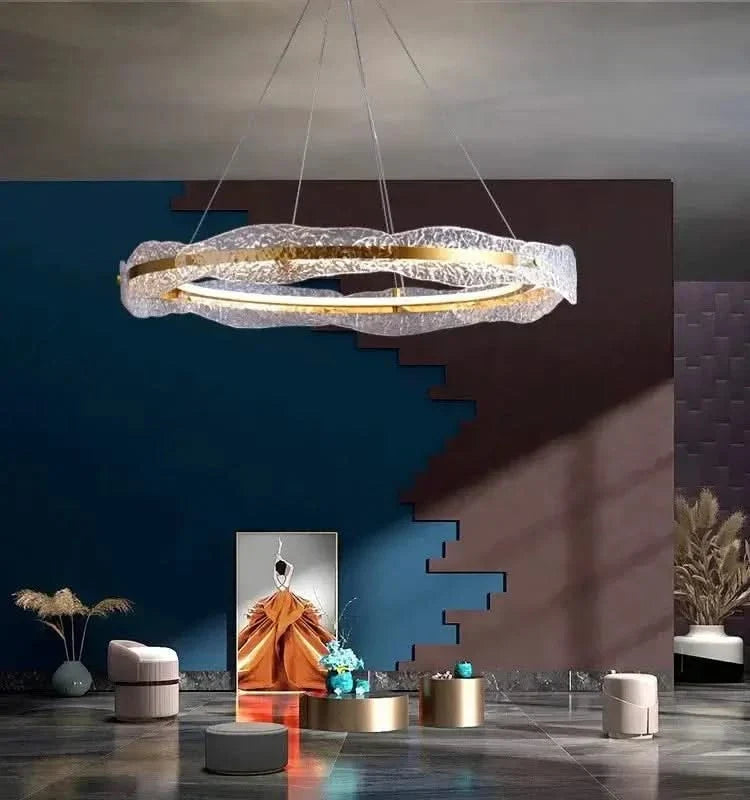 Acrylic Glass Rings Bezel Chandelier – Alloy & Acrylic, Dimmable, Remote & Touch, 15–30m²