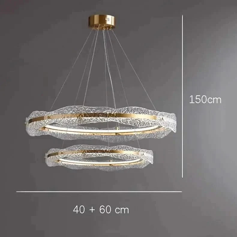 Acrylic Glass Rings Bezel Chandelier – Alloy & Acrylic, Dimmable, Remote & Touch, 15–30m²