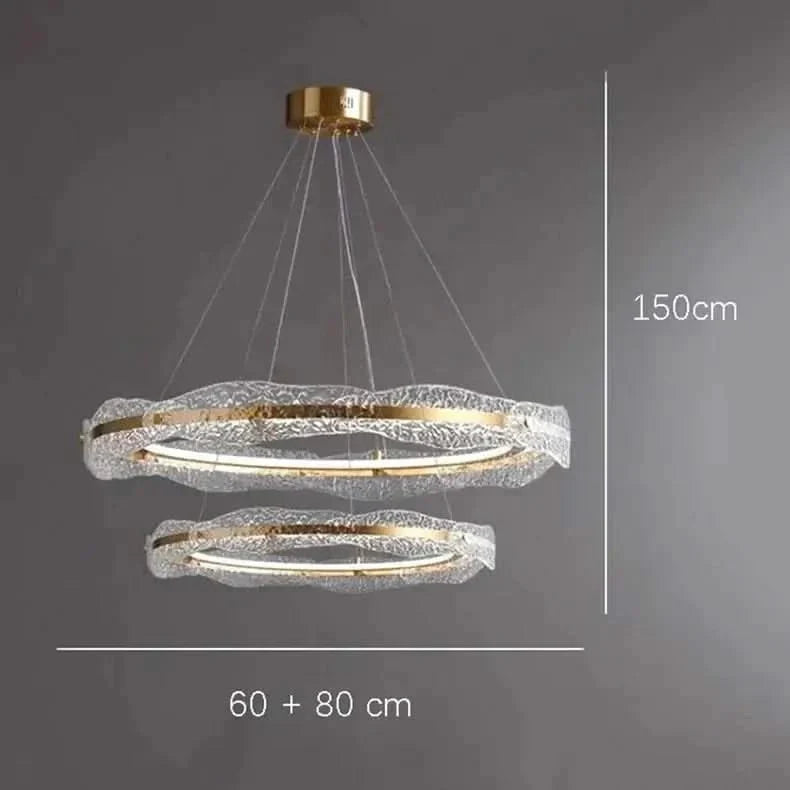 Acrylic Glass Rings Bezel Chandelier – Alloy & Acrylic, Dimmable, Remote & Touch, 15–30m²