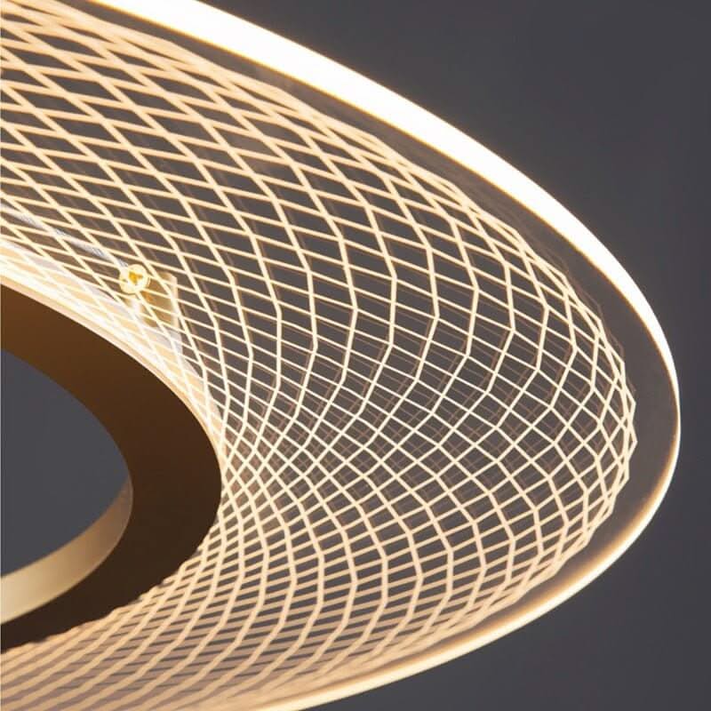 Acrylic Rings Creative Chandelier – Gold Aluminium Trichromatic LED Pendant