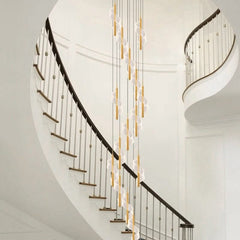 Acrylic Spiral Stairs Chandelier – Black or Gold, 3 to 15 Lights, Warm, Cool & Dimmable