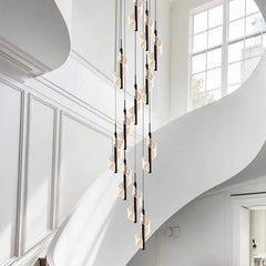 Acrylic Spiral Stairs Chandelier – Black or Gold, 3 to 15 Lights, Warm, Cool & Dimmable