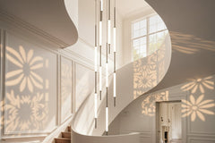Acrylic Tubes Staircase Chandelier – Gold or Black, 2 to 10 Lights, 3 Colour Modes