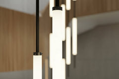 Acrylic Tubes Staircase Chandelier – Gold or Black, 2 to 10 Lights, 3 Colour Modes