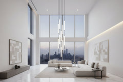 Acrylic Tubes Staircase Chandelier – Gold or Black, 2 to 10 Lights, 3 Colour Modes