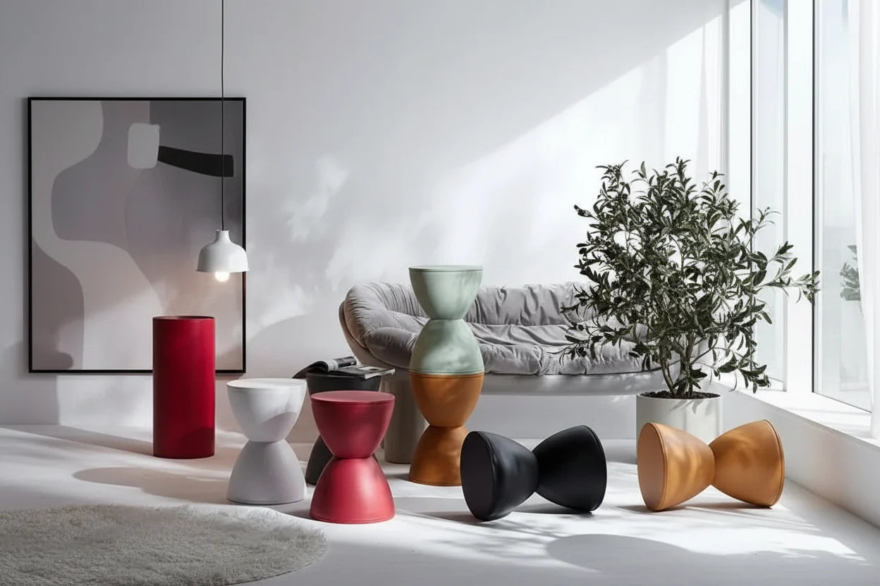 Aesthetic Minimalist Round Stool | Designer Seating in 15 Colours | 30x43cm