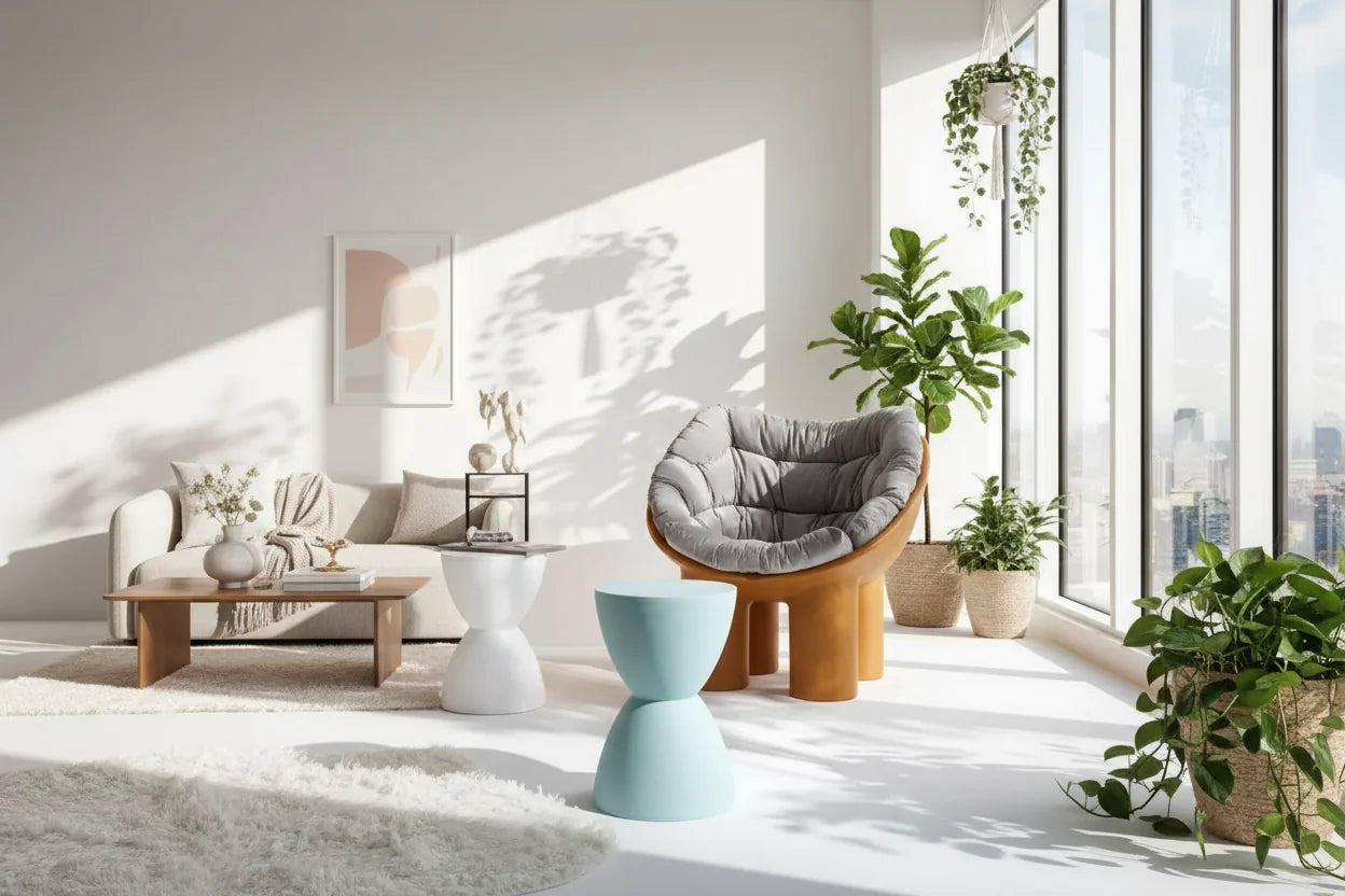 Aesthetic Minimalist Round Stool | Designer Seating in 15 Colours | 30x43cm