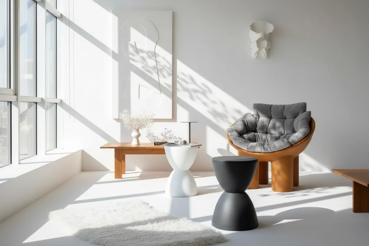Aesthetic Minimalist Round Stool | Designer Seating in 15 Colours | 30x43cm