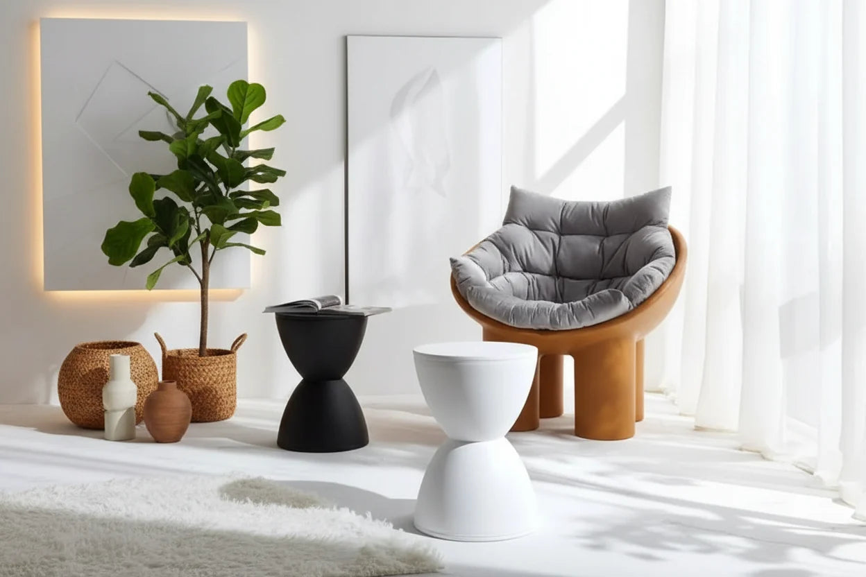 Aesthetic Minimalist Round Stool | Designer Seating in 15 Colours | 30x43cm