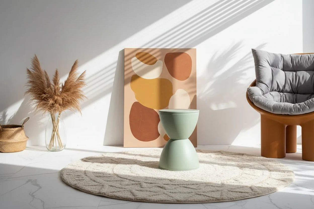 Aesthetic Minimalist Round Stool | Designer Seating in 15 Colours | 30x43cm