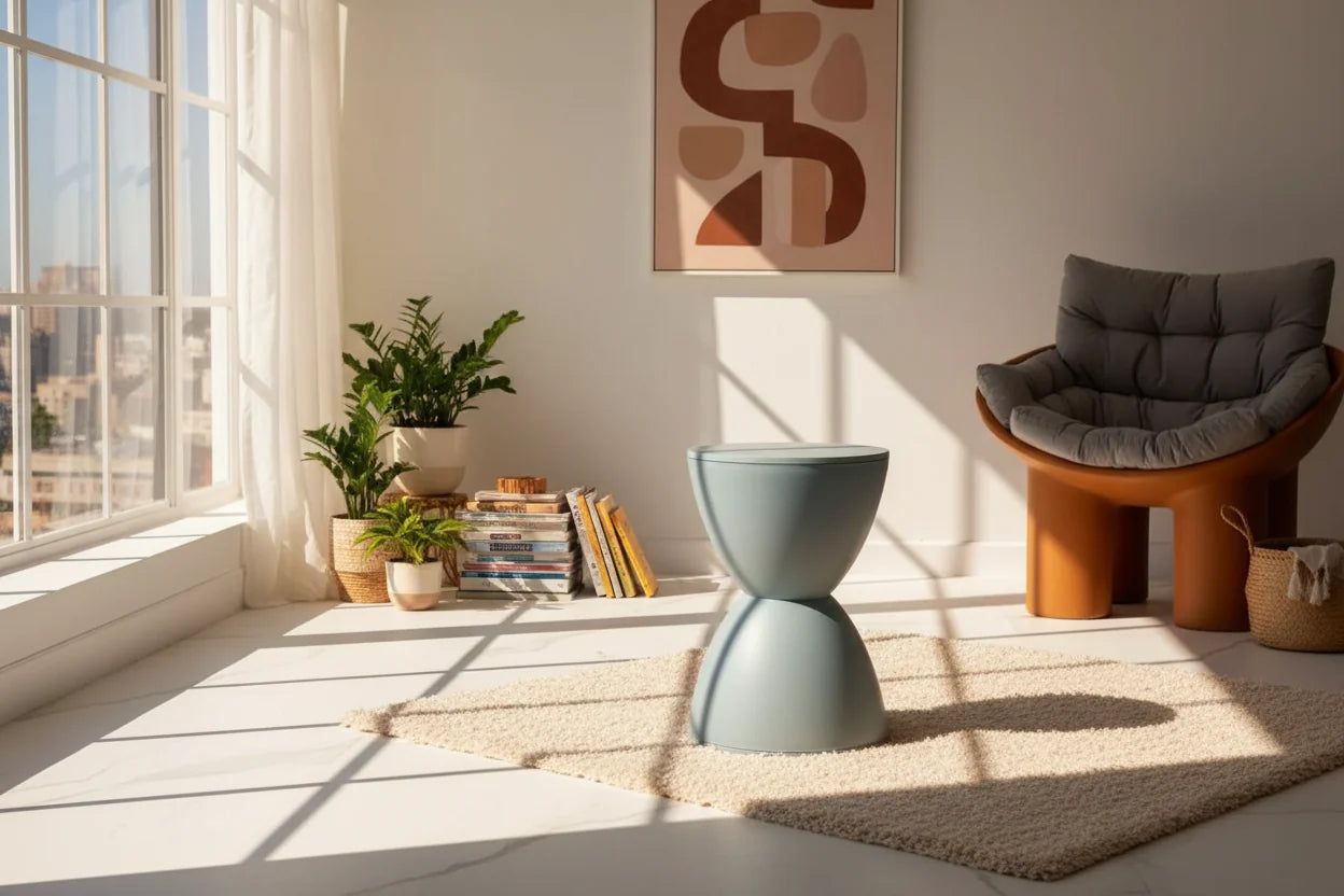 Aesthetic Minimalist Round Stool | Designer Seating in 15 Colours | 30x43cm
