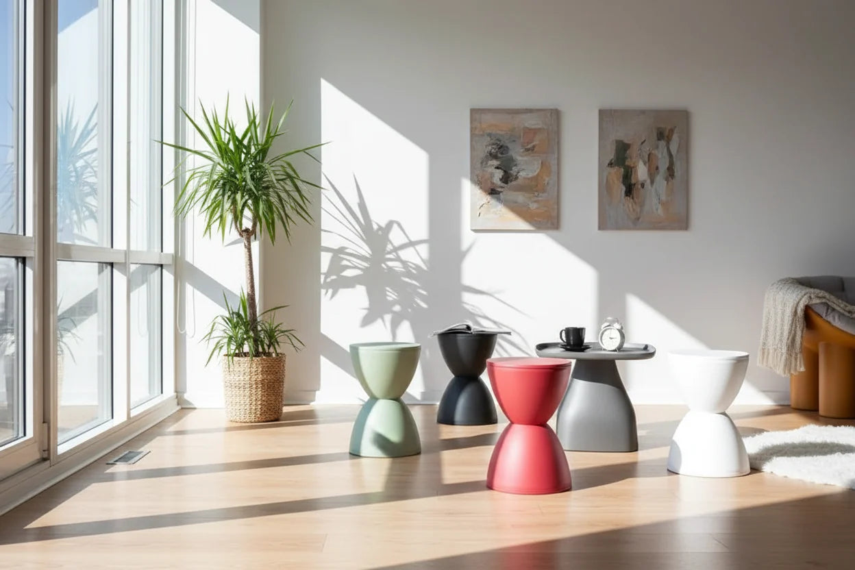 Aesthetic Minimalist Round Stool | Designer Seating in 15 Colours | 30x43cm