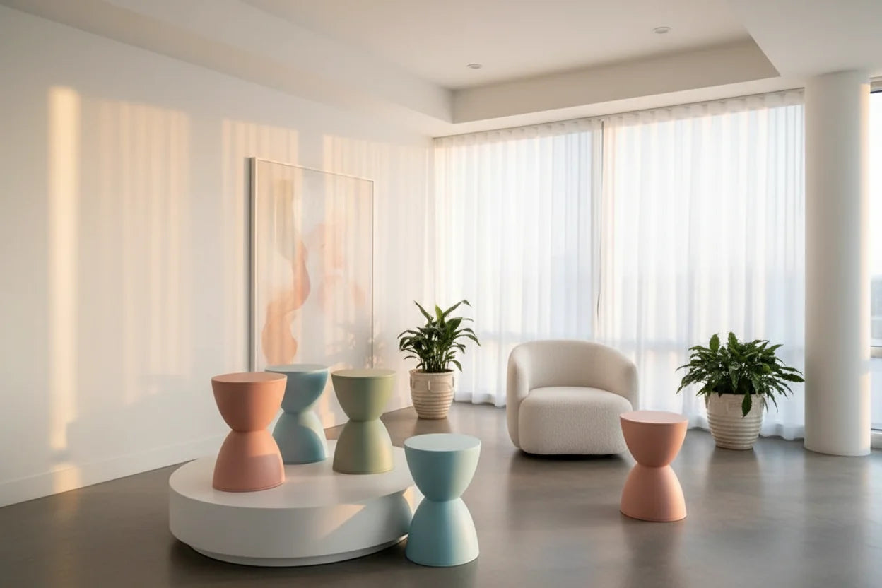 Aesthetic Minimalist Round Stool | Designer Seating in 15 Colours | 30x43cm