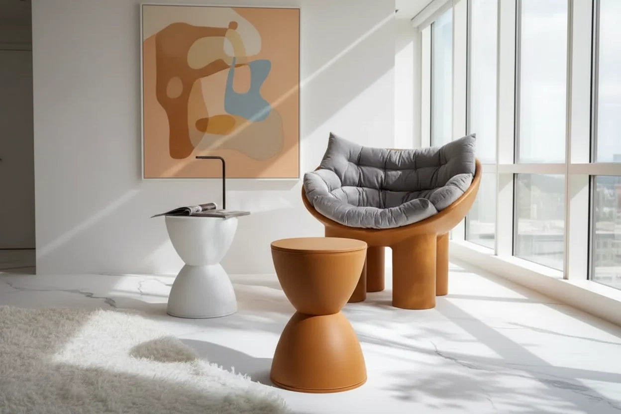 Aesthetic Minimalist Round Stool | Designer Seating in 15 Colours | 30x43cm