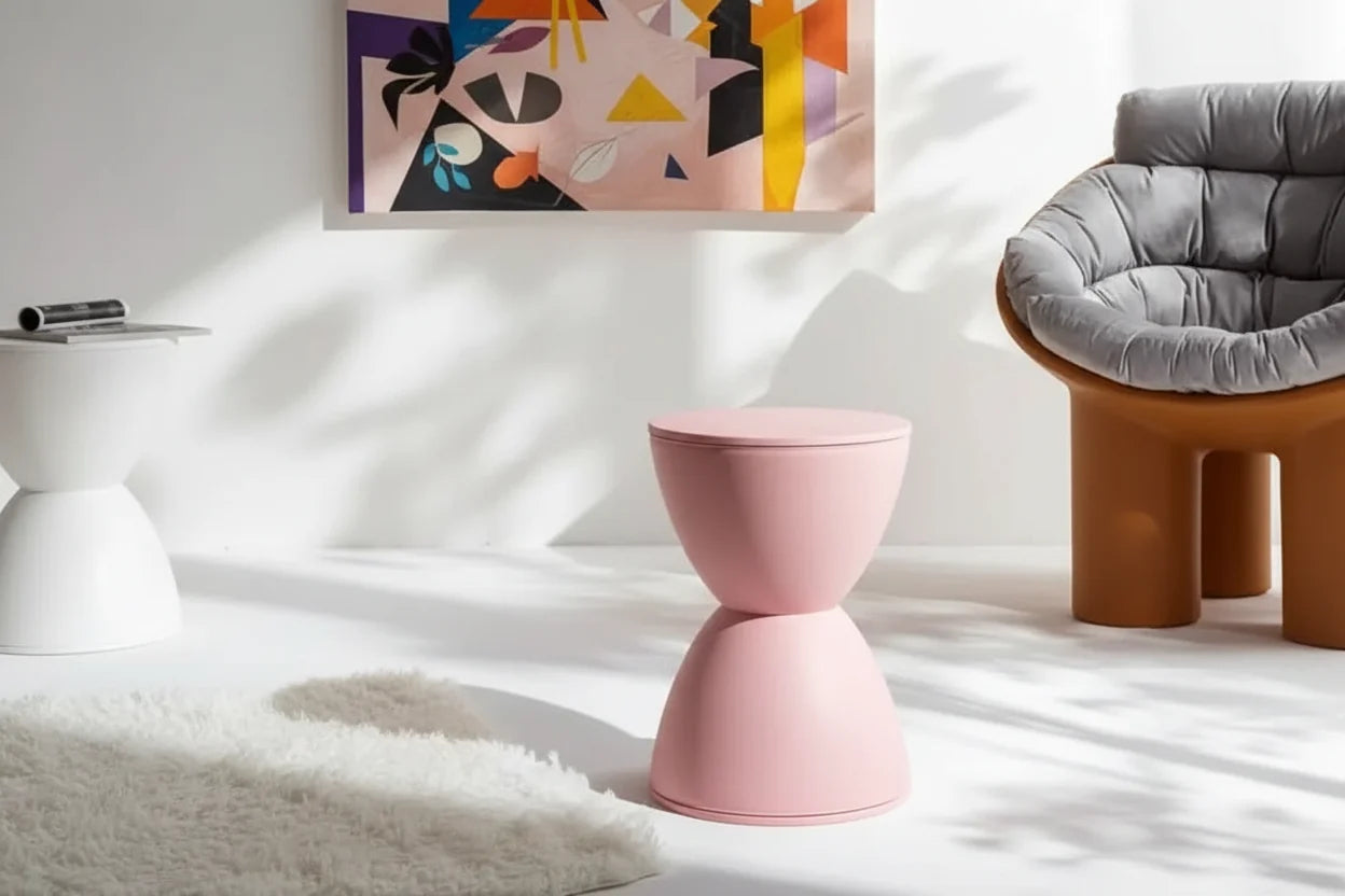 Aesthetic Minimalist Round Stool | Designer Seating in 15 Colours | 30x43cm