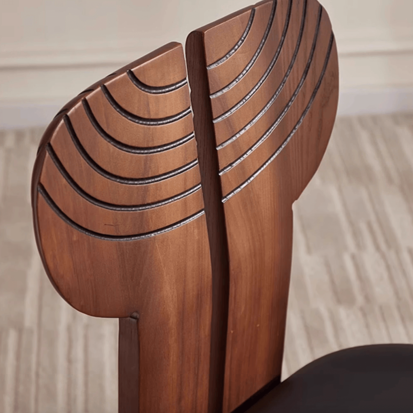 Afro Design Dining Chair | Solid Walnut Wood | Sculptural Curved Backrest