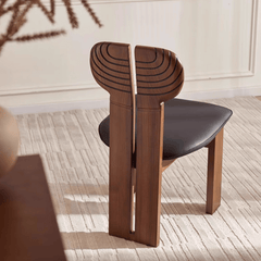 Afro Design Dining Chair | Solid Walnut Wood | Sculptural Curved Backrest