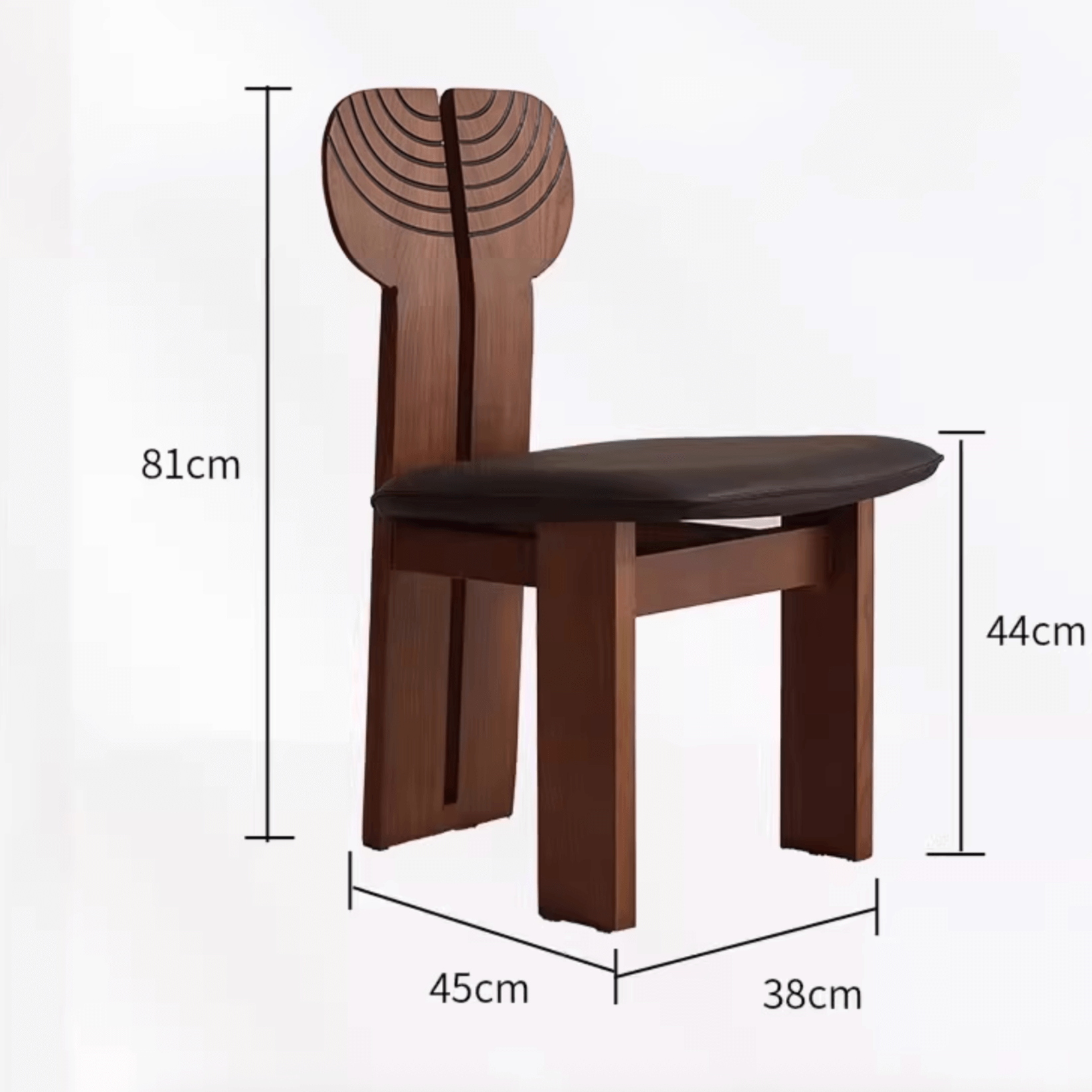 Afro Design Dining Chair | Solid Walnut Wood | Sculptural Curved Backrest