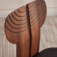 Afro Design Dining Chair | Solid Walnut Wood | Sculptural Curved Backrest
