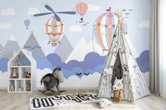 Air Balloons Travelling - Kids Room Wallpaper