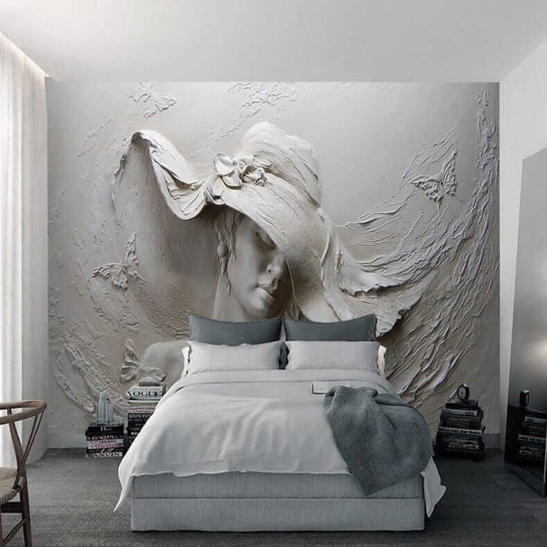 Ancient Style Lady with Hat Wallpaper for Home Wall Decor
