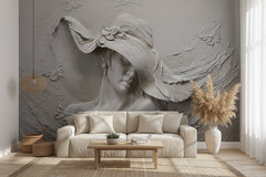 Ancient Style Lady with Hat Wallpaper for Home Wall Decor