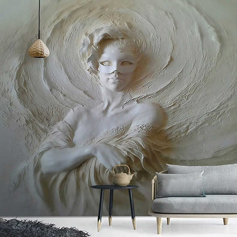 Ancient Style Masked Lady Wallpaper for Home Wall Decor