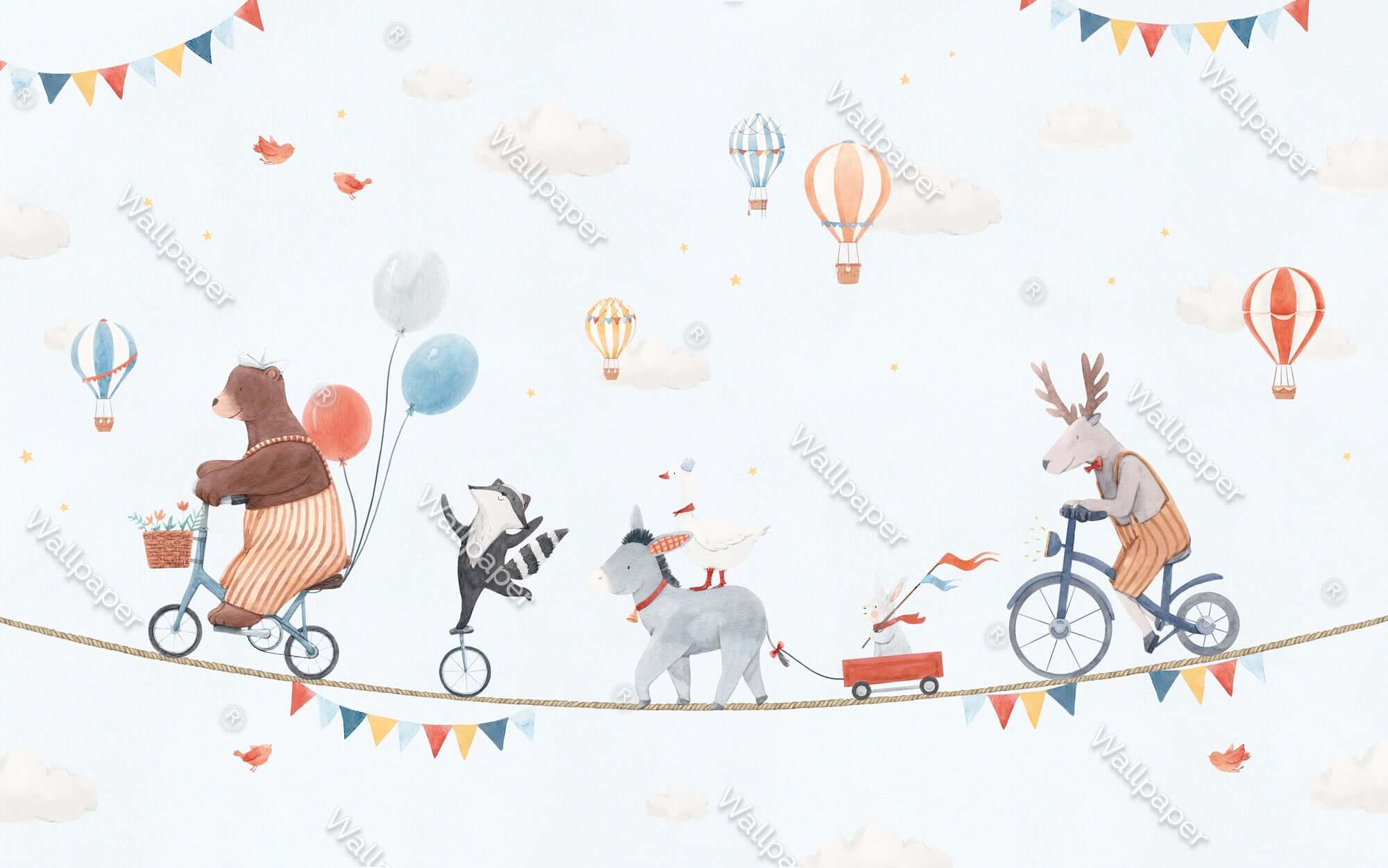 Animals Circus Kids Room Wallpaper Mural