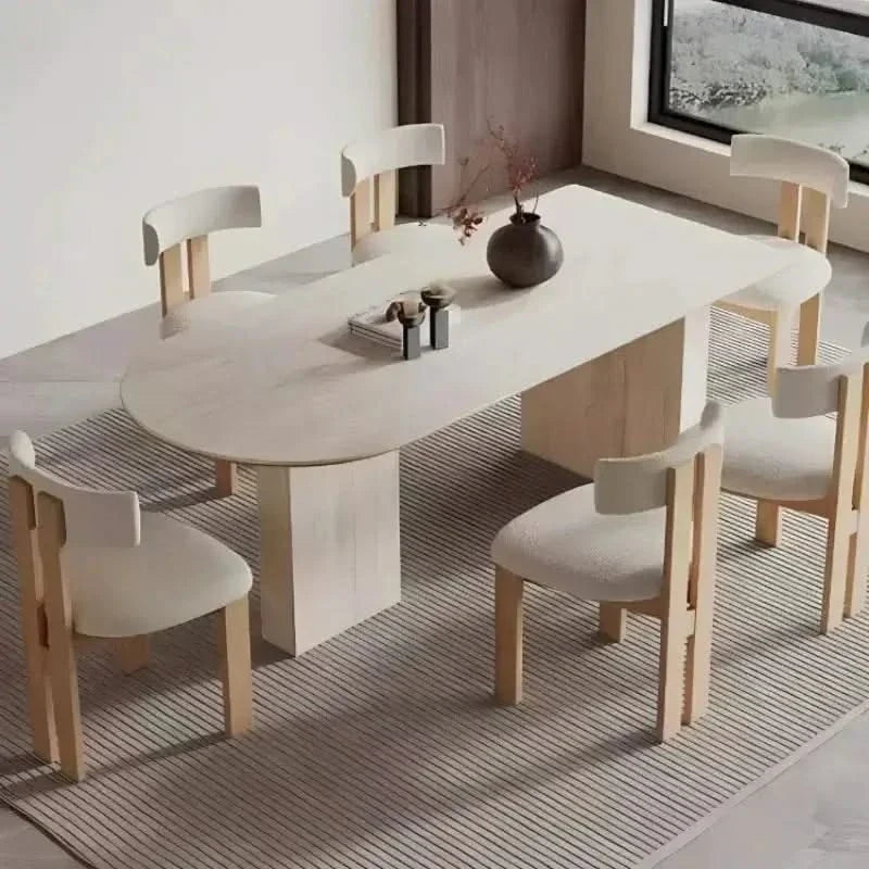 Arch Rock Slab Dining Table Set – Modern Elegance with Timeless Durability