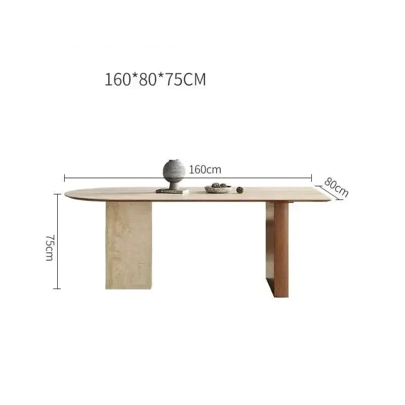 Arch Rock Slab Dining Table Set – Modern Elegance with Timeless Durability