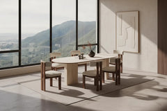 Arch Rock Slab Dining Table Set – Modern Elegance with Timeless Durability