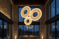 Artistic Blooms Designer Pendant Light – White Cloth Shade Hanging Lamp