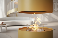 Artistic Cylindrical Hanging Fireplace – High Carbon Steel, Electric or Fuel Option