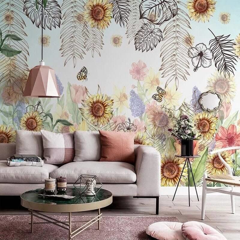 Artistic Leaf Wallpaper Mural