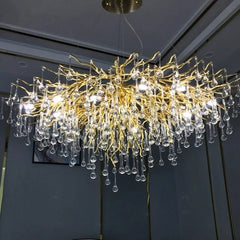 Artpad Rectangular Crystal Chandelier – Iron & G9, Semi-Flush, CCC & CE, 3-Year Warranty