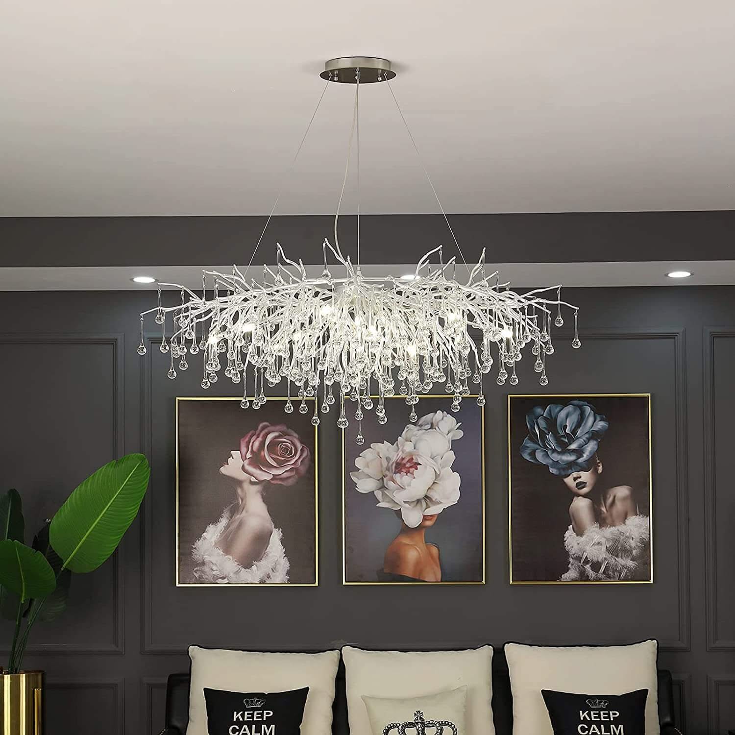 Artpad Rectangular Crystal Chandelier – Iron & G9, Semi-Flush, CCC & CE, 3-Year Warranty