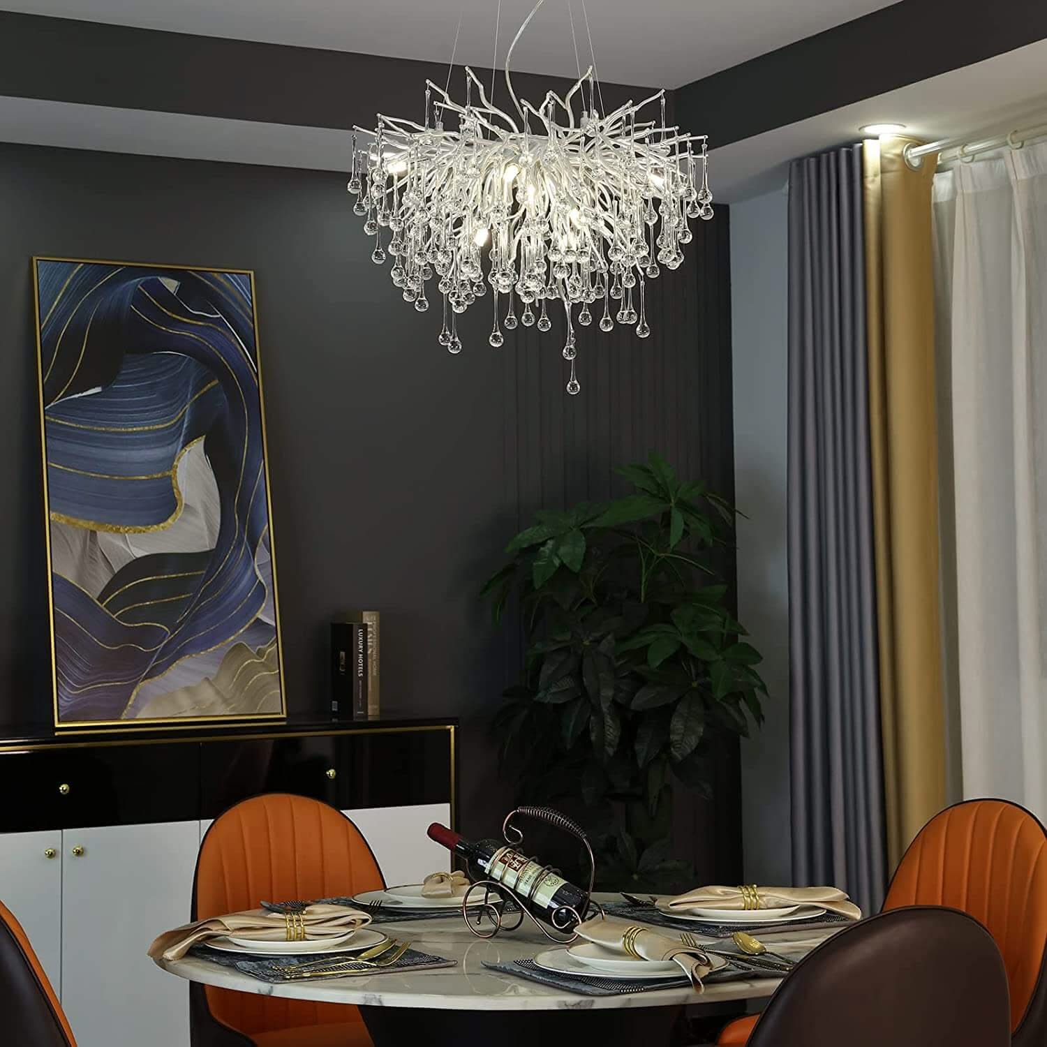 Artpad Rectangular Crystal Chandelier – Iron & G9, Semi-Flush, CCC & CE, 3-Year Warranty