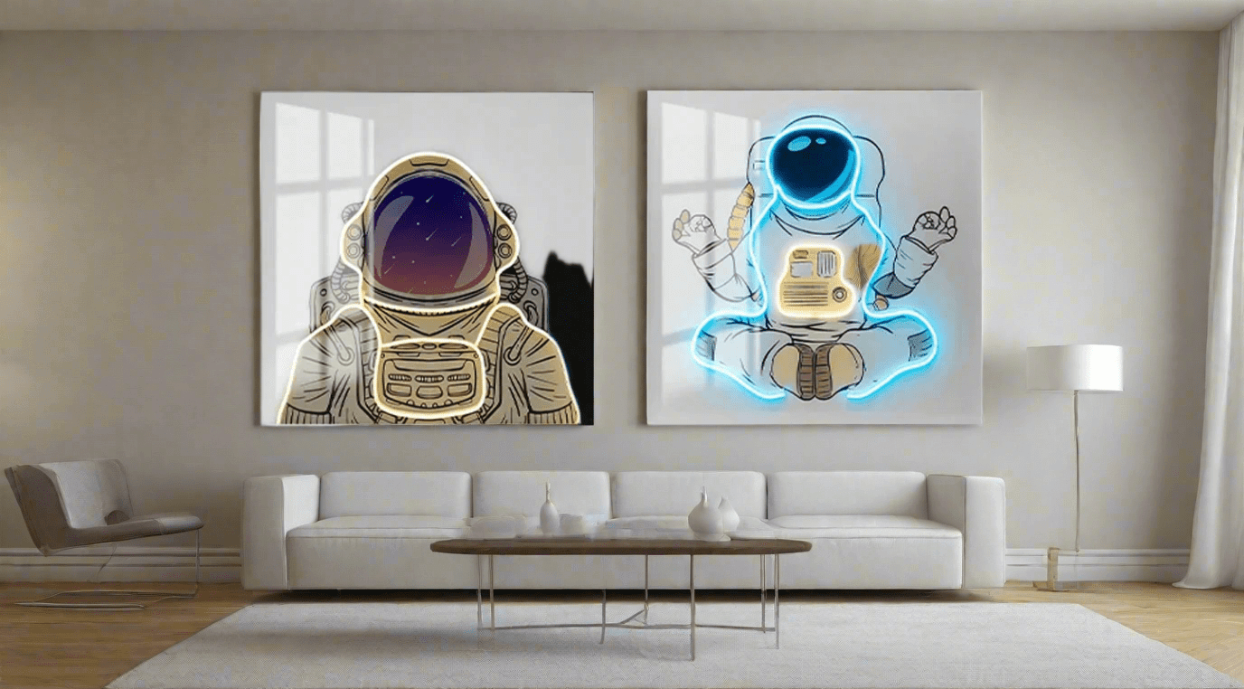 Astronaut 3D Neon Wall Art with LED 3D – Bold & Customizable Space-Inspired Design