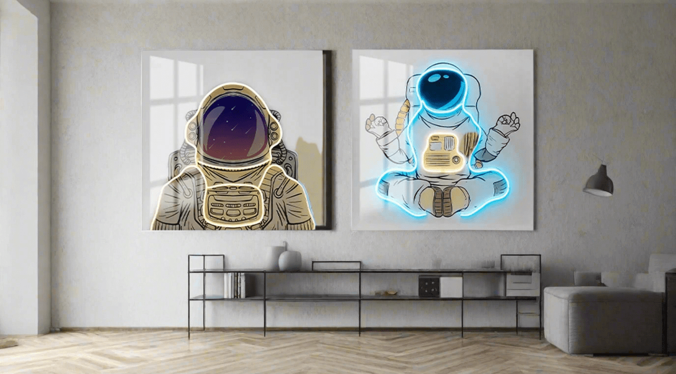 Astronaut 3D Neon Wall Art with LED 3D – Bold & Customizable Space-Inspired Design