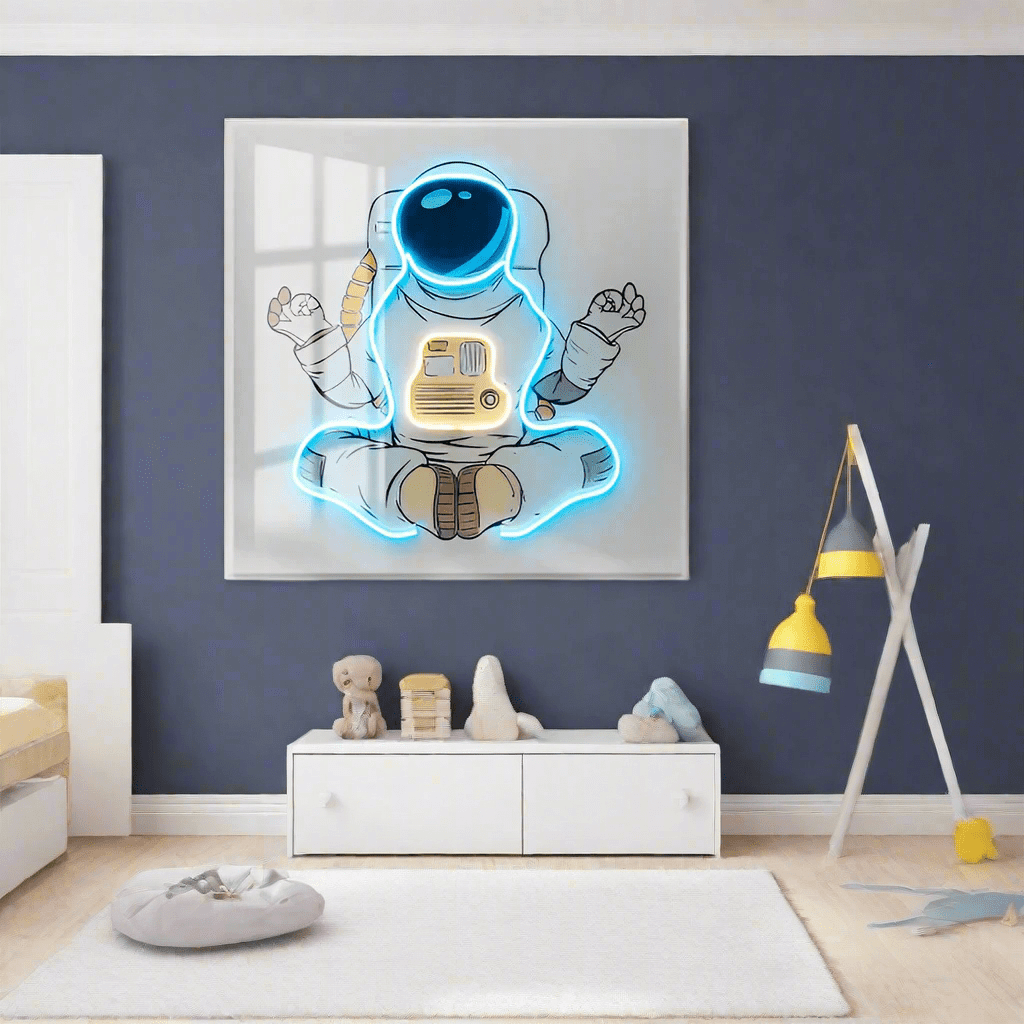 Astronaut 3D Neon Wall Art with LED 3D – Bold & Customizable Space-Inspired Design
