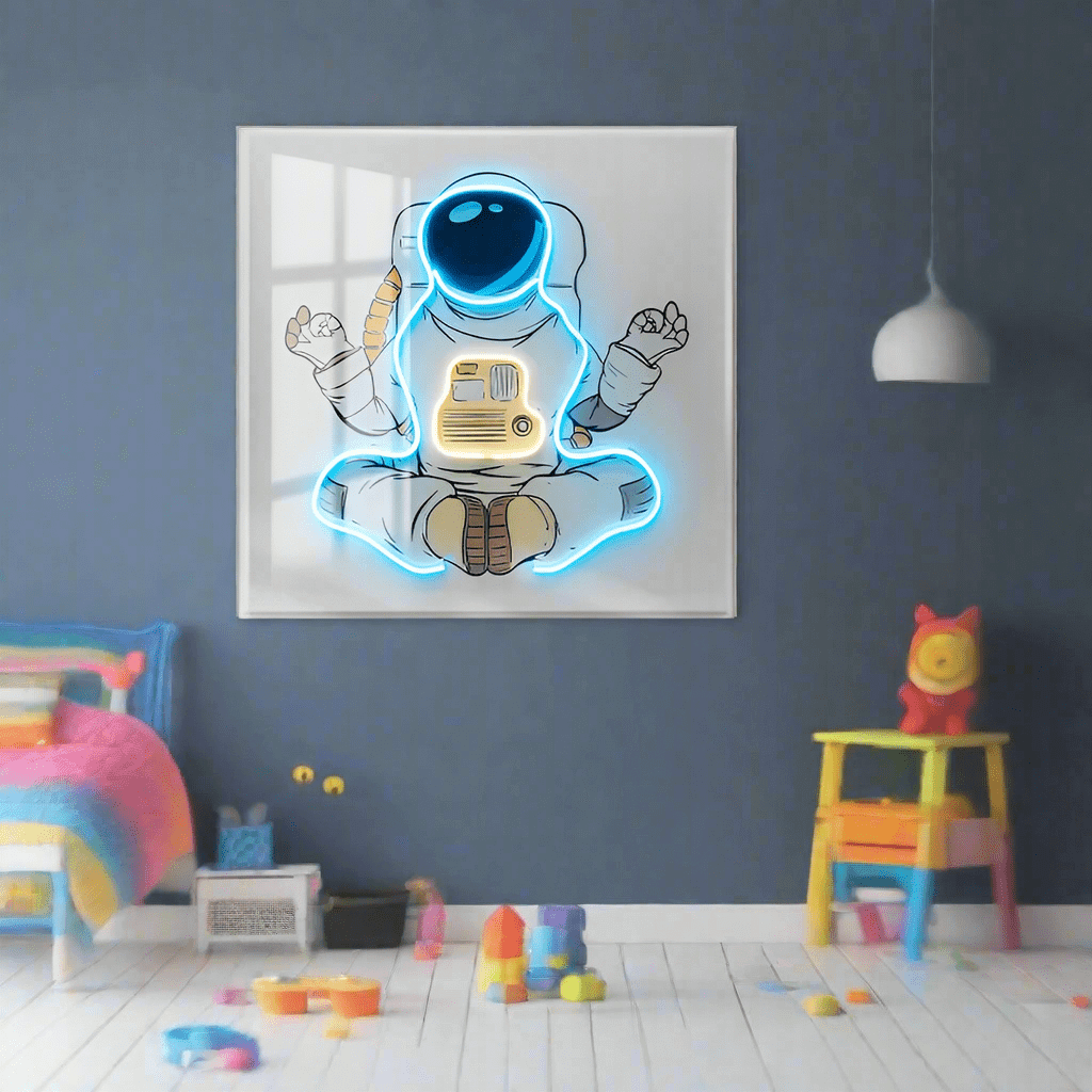 Astronaut 3D Neon Wall Art with LED 3D – Bold & Customizable Space-Inspired Design