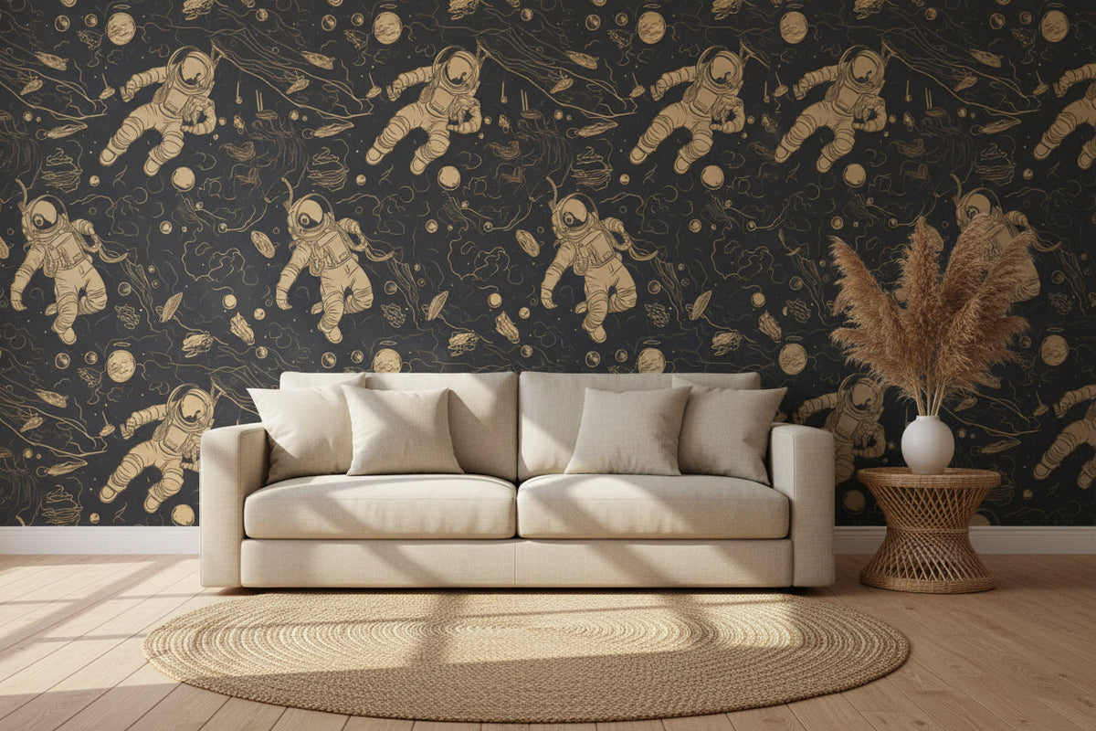 Astronauts Space Wallpaper Mural for Kids Room