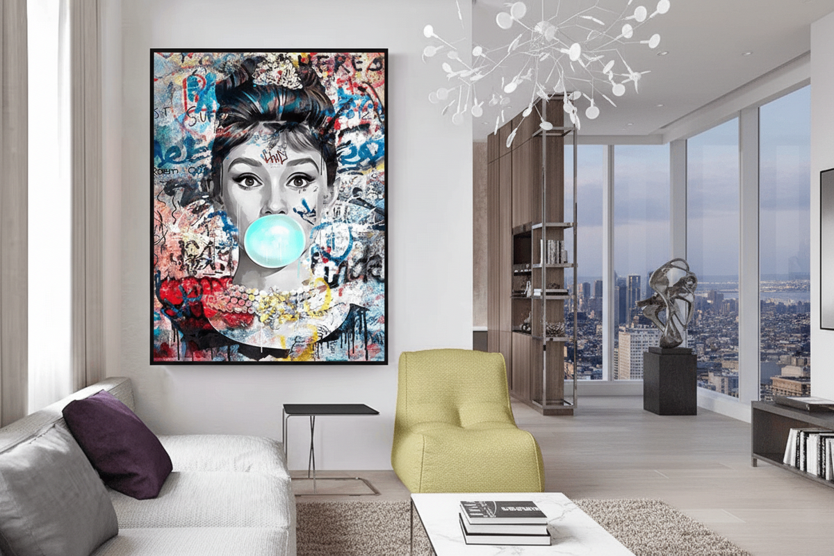 Audrey Hepburn Canvas Wall Art: Chewing Gum