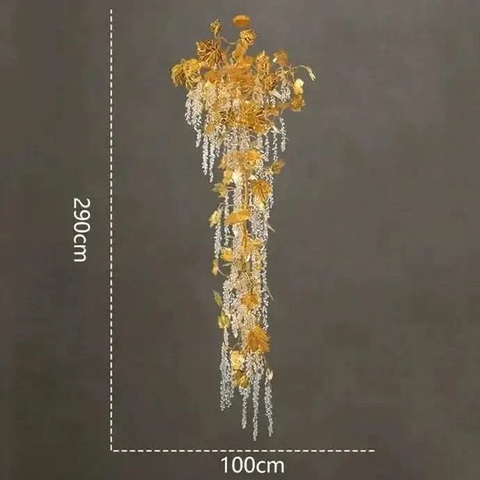 Autumn Leaves Fall Crystal Staircase Chandelier – Plated Crystal LED, Warm, Cool & Tri-Colour