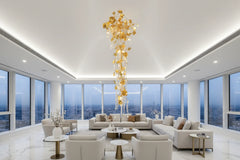 Autumn Leaves Fall Crystal Staircase Chandelier – Plated Crystal LED, Warm, Cool & Tri-Colour