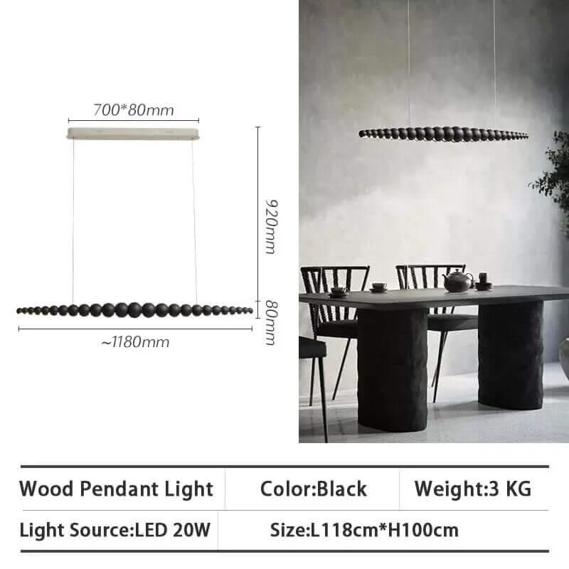 Bamboo Wood Globe Bar LED Pendant Light – Natural Bamboo, CCC & CE, 2-Year Warranty
