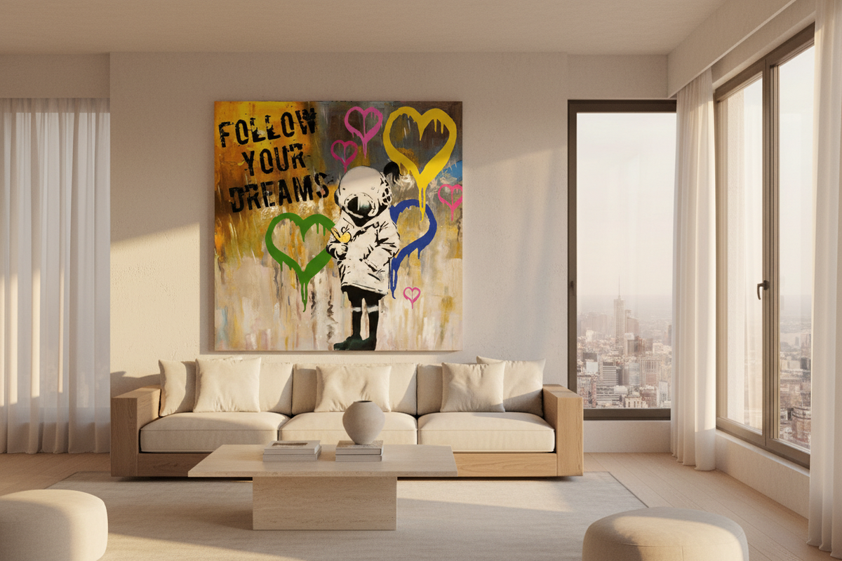 Banksy Follow Your Dreams Graffiti Canvas Wall Art