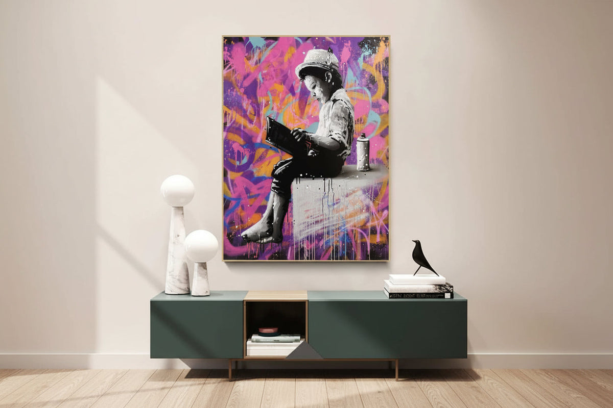 Banksy Graffiti Art Love Boy and Girl Canvas Wall Art