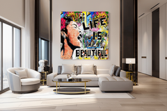 Banksy Life is Beautiful Graffiti Canvas Wall Art